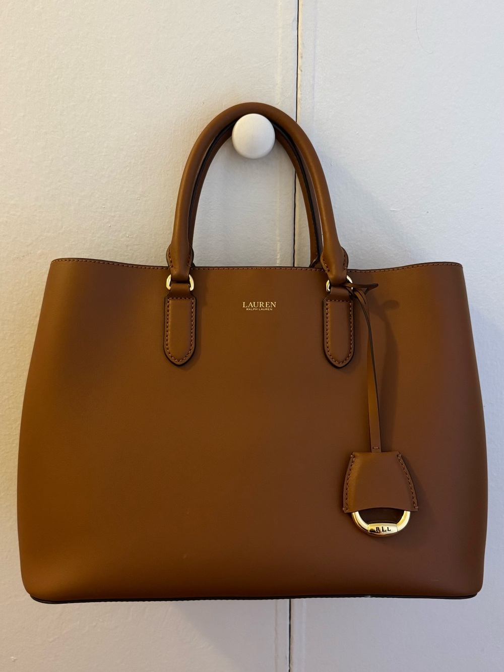Lauren Ralph Lauren Brown Leather Structured Tote